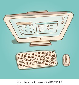 Vector illustration of computer. 