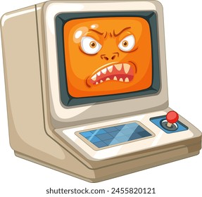 Vector illustration of a computer with an angry face