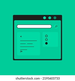 Vector illustration of a computer application window. Parts of a web page. Computer technologies. Software Engineering. Management software.