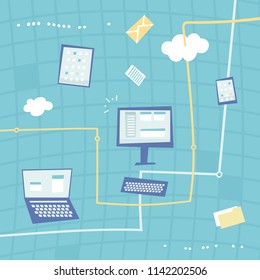 Vector Illustration Computer and Communication Concept