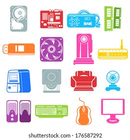 A vector illustration of computer component icons