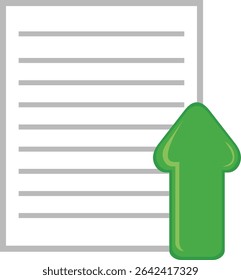 vector illustration computer file and arrow pointer up direction, in upload document icon concept