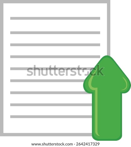 vector illustration computer file and arrow pointer up direction, in upload document icon concept