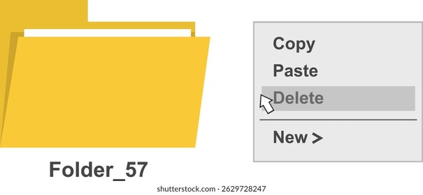 vector illustration computer folder file delete in a trash bin digital software