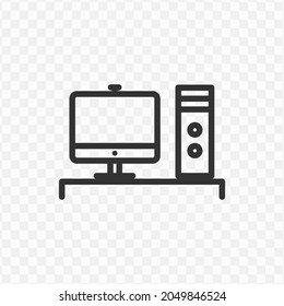 Vector illustration of computer icon in dark color and transparent background(png).