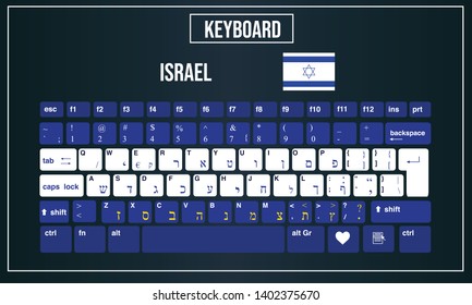 Vector Illustration Computer keyboards layout of Israel