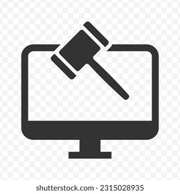 Vector illustration of computer law icon in dark color and transparent background(png).