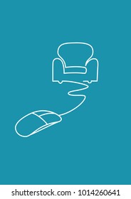 vector illustration of computer mouse with furniture