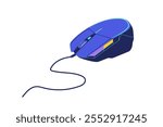 Vector illustration computer mouse with scroll wheel and buttons. Hand drawn cute cartoon pc mouse. computer accessory sticker in colored doodle style. Office or working device icon or print.