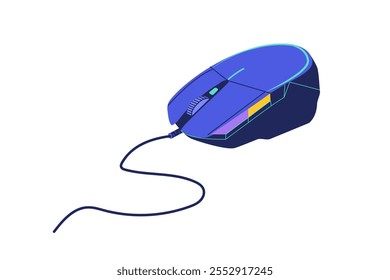 Ilustración vectorial ratón de ordenador con rueda de desplazamiento y Botones. Dibujado a mano lindo ratón de la PC de la historieta. etiqueta engomada accesoria de la computadora en estilo de doodle de color. Icono o impresión de la oficina o del dispositivo de trabajo.