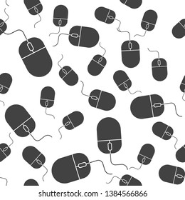 Vector illustration of computer mouse vector seamless pattern on a white background. Layers grouped for easy editing illustration. For your design.