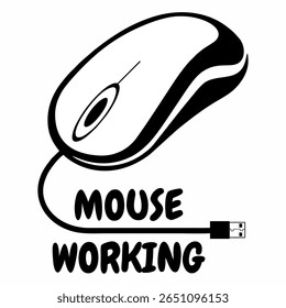 Vector Illustration of a Computer Mouse with "Mouse Working" Text