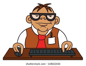 an vector illustration of a computer nerd