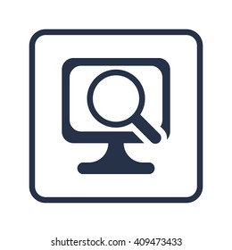 Vector illustration of Computer scan sign icon on blue round background.