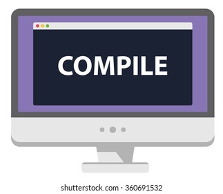 Vector illustration computer screen showing compile heading