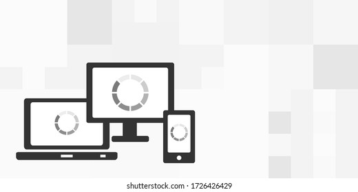 vector illustration of computer table and phone with loading bars template