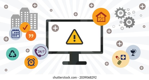 vector illustration of computer technologies in electronic public administrative services for citizens