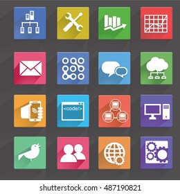 Vector illustration of computer technology icons set.