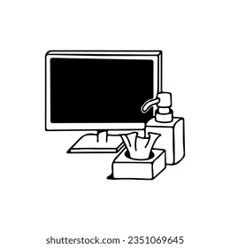 vector illustration of a computer with a tissue