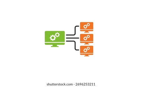 Ilustração vetorial da rede de computadores. Símbolo do sistema herdado. Ícone da rede do computador