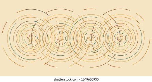 vector illustration of concentric circles ripples vibration waves background in retro sepia color theme