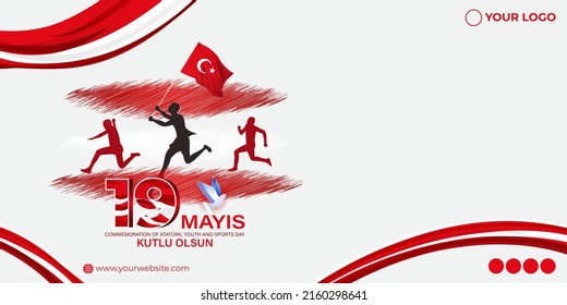 Vector illustration concept of 19 Mayis Atatürk'ü Anma, Gençlik ve Spor Bayramı meaning 19 May Commemoration of Atatürk, Youth and Sports Day.