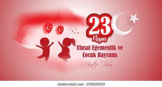 Concepto de ilustración vectorial del 23 Nisan Ulusal Egemenlik ve Çocuk Bayramı, que significa 23 de abril Día Nacional de la Soberanía y la Infancia, Día Nacional de Turquía