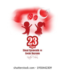 Vector illustration concept of 23 Nisan Ulusal Egemenlik ve Çocuk Bayramı meaning 23 April National Sovereignty and Children's Day, Turkey national day