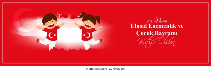 Vektorgrafik-Konzept von 23 Nisan Ulusal Egemenlik ve Çocuk Bayramı bedeutet 23. April National Souveränty and Children's Day