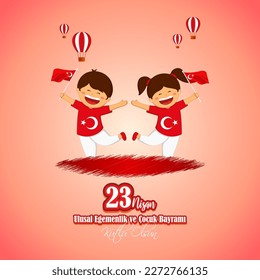 Vector illustration concept of 23 Nisan Ulusal Egemenlik ve Çocuk Bayramı meaning 23 April National Sovereignty and Children's Day