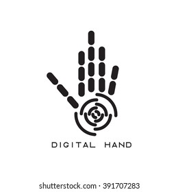 vector illustration concept of abstract digital hand  