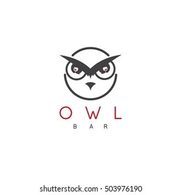 Vector illustration concept of abstract owl with wine glassses in eyes  
