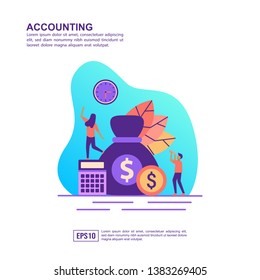 Vector illustration concept of accounting. Modern illustration conceptual for banner, flyer, promotion, marketing material, online advertising, business presentation