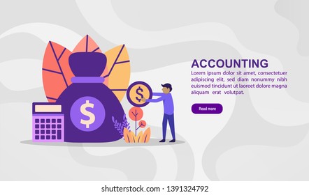 Vector illustration concept of accounting. Modern illustration conceptual for banner, flyer, promotion, marketing material, online advertising, business presentation