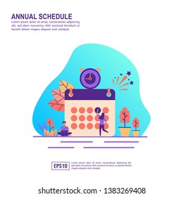 Vector illustration concept of annual schedule. Modern illustration conceptual for banner, flyer, promotion, marketing material, online advertising, business presentation