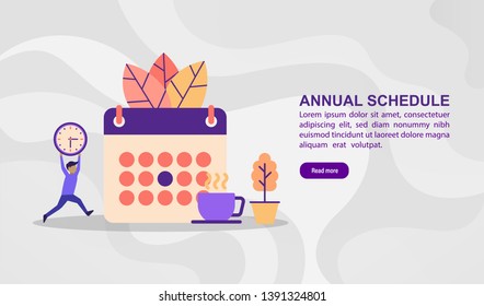 Vector illustration concept of annual schedule. Modern illustration conceptual for banner, flyer, promotion, marketing material, online advertising, business presentation