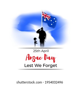 Vector illustration concept of Anzac Day with poppy flowers. 25 April. National remembrance day in Australia and New Zealand.