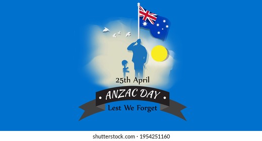 Vector illustration concept of Anzac Day with poppy flowers. 25 April. National remembrance day in Australia and New Zealand.