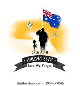 Vector illustration concept of Anzac Day with poppy flowers. 25 April. National remembrance day in Australia and New Zealand.