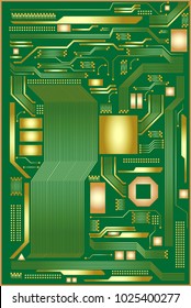 Vector Illustration Concept Art of A Circuit Board of A Computer, Micro Controller or Digital Equipment.