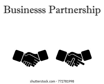 Vector Illustration Concept Art of Handshaking Icons / Logos with Text Written Business Partnership on Top. Normal Handshake VS Fuck Off Handshake Sign.  Isolated on White with Copy Space for Text.  