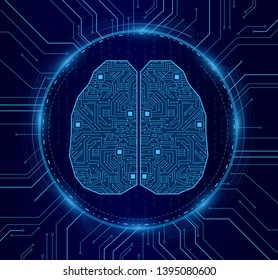 Vector illustration concept of Artificial Intelligence. Digital brain, electronic board in technology look abstract futuristic concept of Artificial Intelligence.