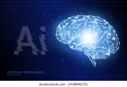 
Vector illustration concept, artificial intelligence, electronic brain, on a blue background, symbol of neural networks, deep learning, databases, virtual assistants, in all areas of life.