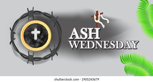 vector illustration of concept for Ash Wednesday wishes greeting , banner, poster