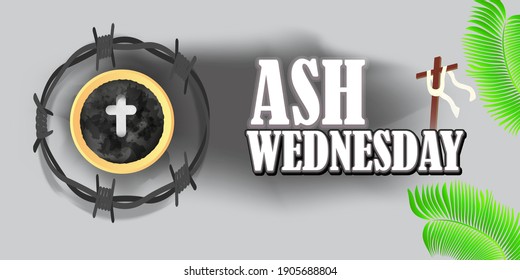 vector illustration of concept for Ash Wednesday wishes greeting , banner, poster