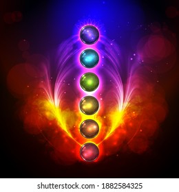 Vector illustration concept Aura and chakra, meditation.