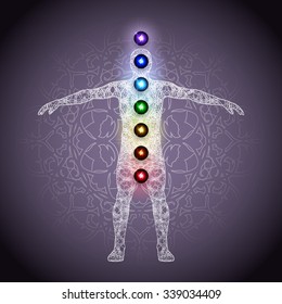 Vector illustration concept Aura and chakras.