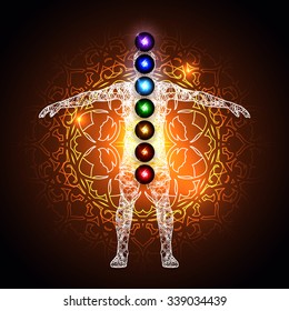 Vector illustration concept Aura and chakras.