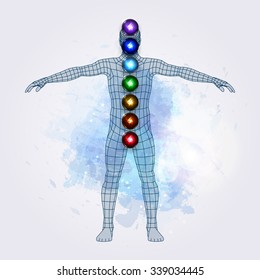 Vector illustration concept Aura and chakras.