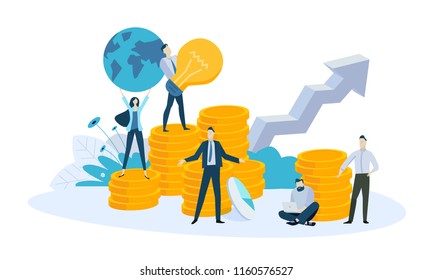 Vector illustration concept of banking, investment, growth money, loans for business. Creative flat design for web banner, marketing material, business presentation, online advertising. Vector illustration concept of banking, investment, growth money, loans for business. Creative flat design for web banner, marketing material, business presentation, online advertising.